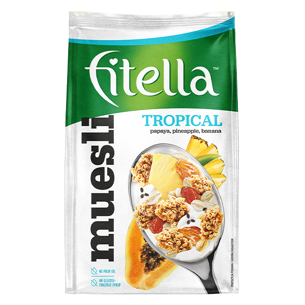 FITELLA MUESLI TROPICAL WITH PAPAYA PINEAPPLE BANANA & CHIA 300g
